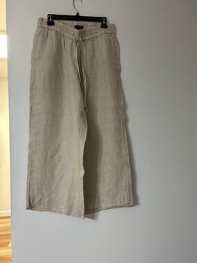 J. Crew Linen Elastic-Waist Pants - Natural Cream